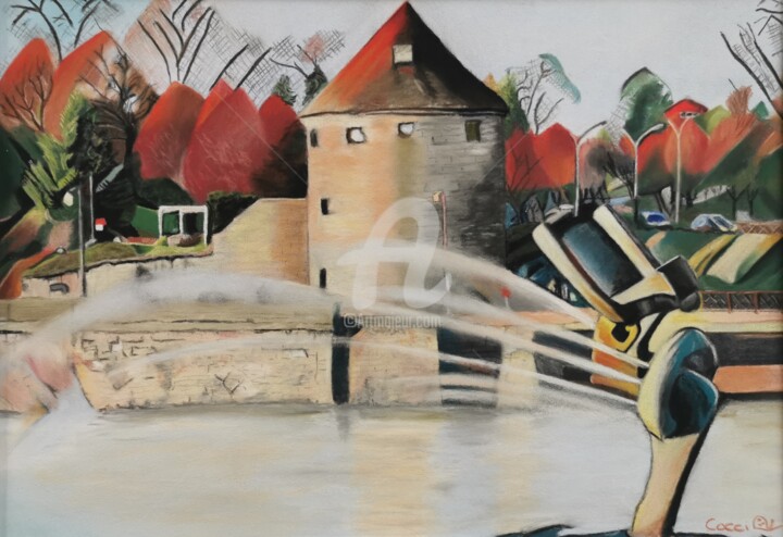 Pintura titulada "Pelotaure" por Nadège Minder (Cocci), Obra de arte original, Pastel