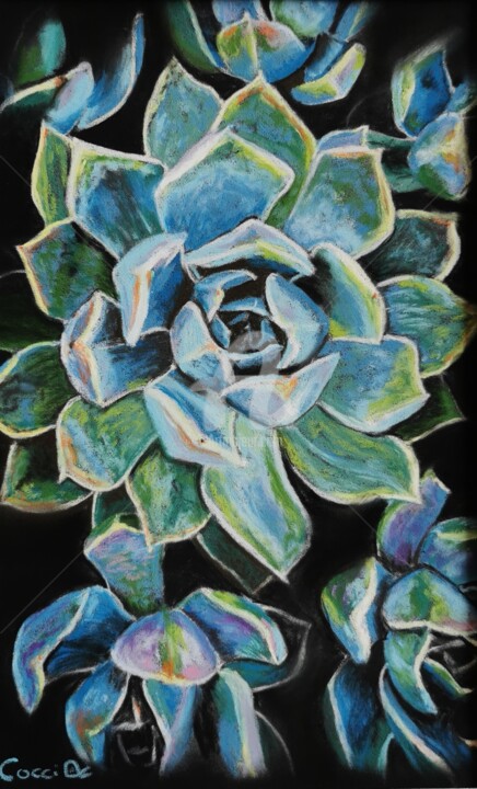 Painting titled "Succulente" by Nadège Minder (Cocci), Original Artwork, Pastel