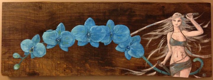 Painting titled "orchidee-bleue.jpg" by Nadège Quentin, Original Artwork