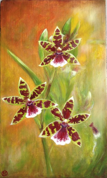 Painting titled "zygopetalum1.jpg" by Nadège Quentin, Original Artwork