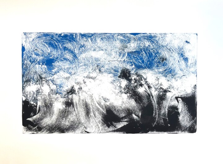 Prenten & gravures getiteld "Stormy sea" door Nadej Gunalp, Origineel Kunstwerk, Monotype