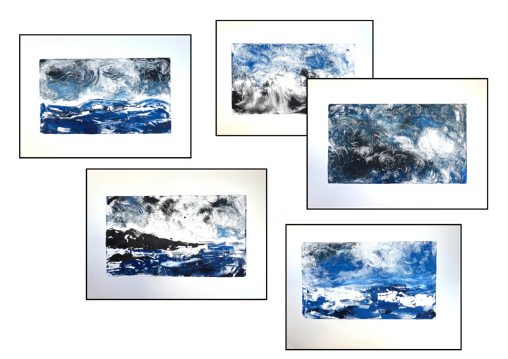 Druckgrafik mit dem Titel "Cloudy Summer (séri…" von Nadej Gunalp, Original-Kunstwerk, Monotypie