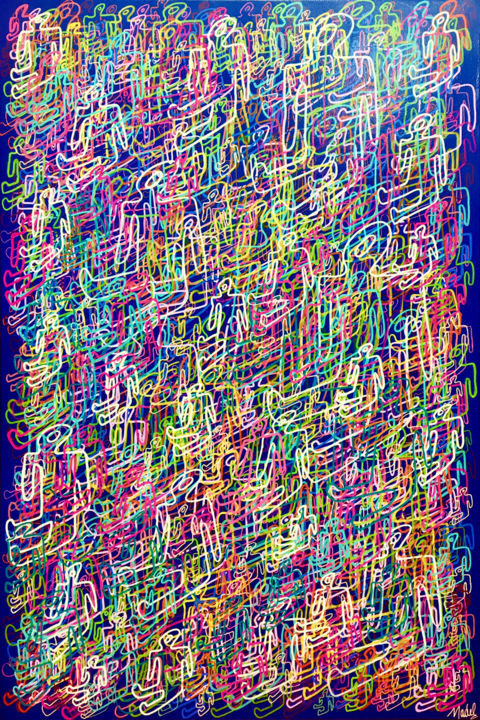 Peinture intitulée "Techno" par Nadel, Œuvre d'art originale, Acrylique