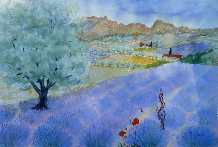 Painting titled "provence.jpg" by Nadette Tournier, Original Artwork, Watercolor