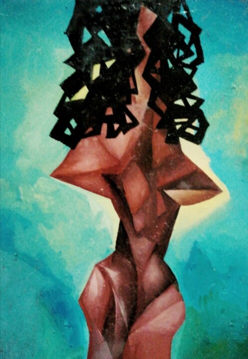 Картина под названием "Nude. Black lady. B…" - Nadezda Baruns, Подлинное произведение искусства, Масло