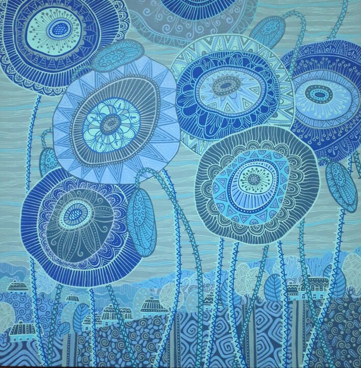 Painting titled "Blue mirage" by Nadezda Danilova, Original Artwork, Acrylic