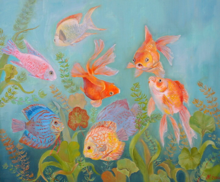 绘画 标题为“Fishes” 由Nadezda Krivohizina, 原创艺术品, 油
