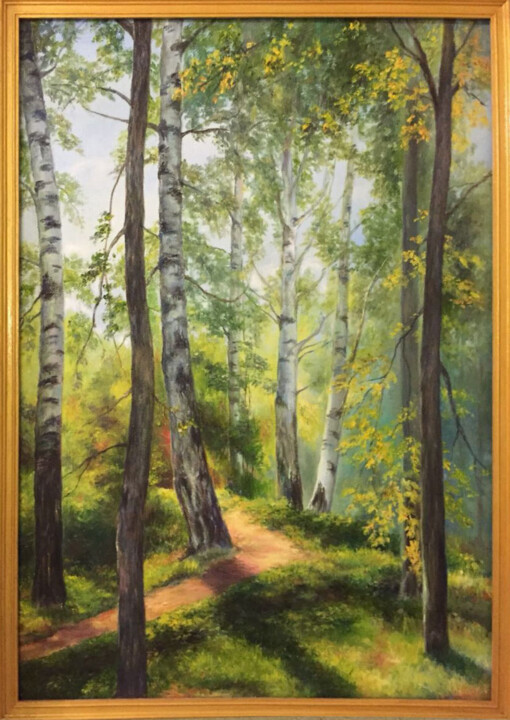 Painting titled "Тропинка в лесу" by Nadezhda, Original Artwork, Oil
