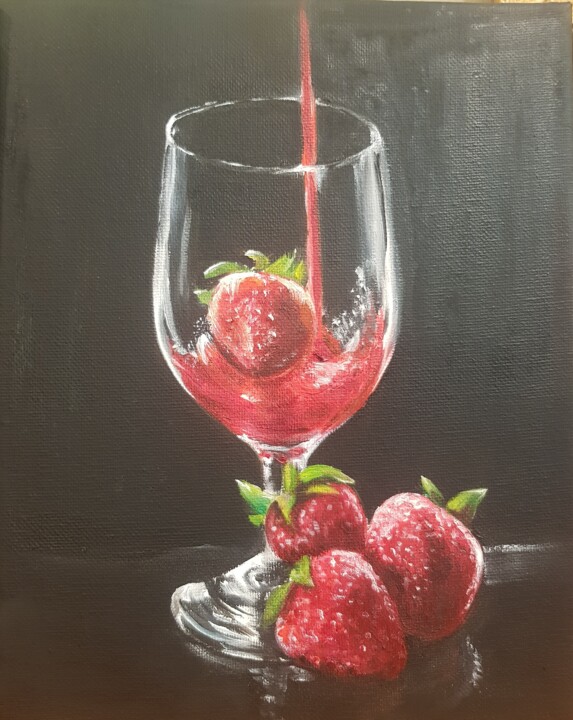 Peinture intitulée "Juicy strawberries" par Nadezhda Brinke, Œuvre d'art originale, Huile