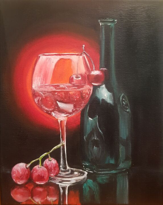 Pintura titulada "Red grapes" por Nadezhda Brinke, Obra de arte original, Oleo