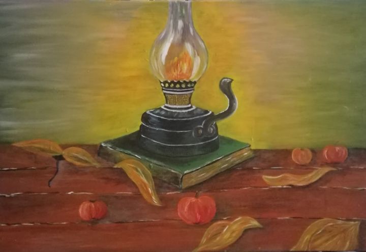 绘画 标题为“Lamp” 由Nadezhda Kabak, 原创艺术品, 丙烯 安装在木质担架架上