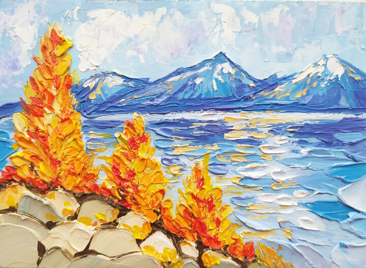 Painting titled "Landscape "Autumn o…" by Nadezhda Kokorina, Original Artwork, Oil