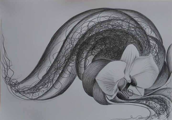 Peinture intitulée "Архидея." par Nadezhda Potekhina, Œuvre d'art originale, Crayon