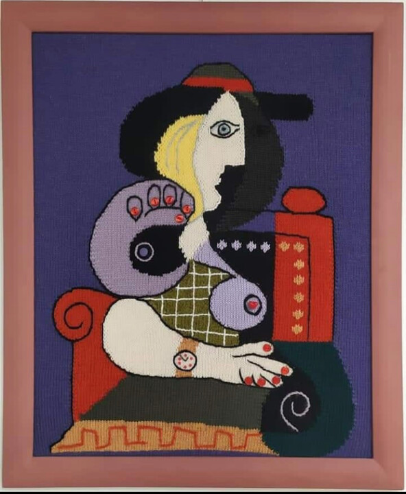 Arte tessile intitolato "Femme avec une horl…" da Nadezhda Revtovich, Opera d'arte originale, Ricamo