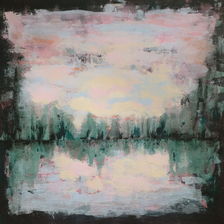 Painting titled "Dawn on the lake" by Nadezhda Shamkova, Original Artwork, Acrylic