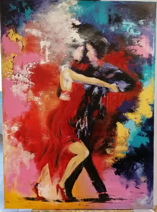 Peinture intitulée "danseurs tango" par Nadia Barsky, Œuvre d'art originale, Acrylique