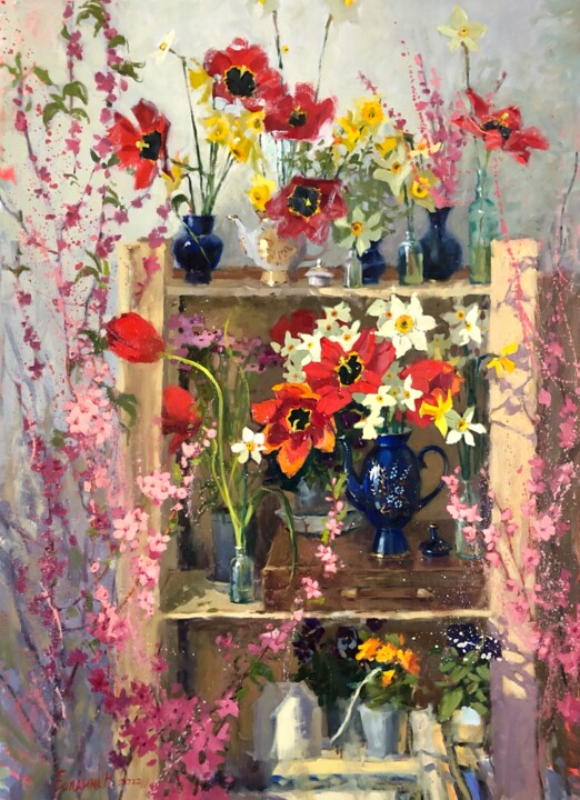 Painting titled "Yet, spring goes on" by Nadia Boldina, Original Artwork, Oil