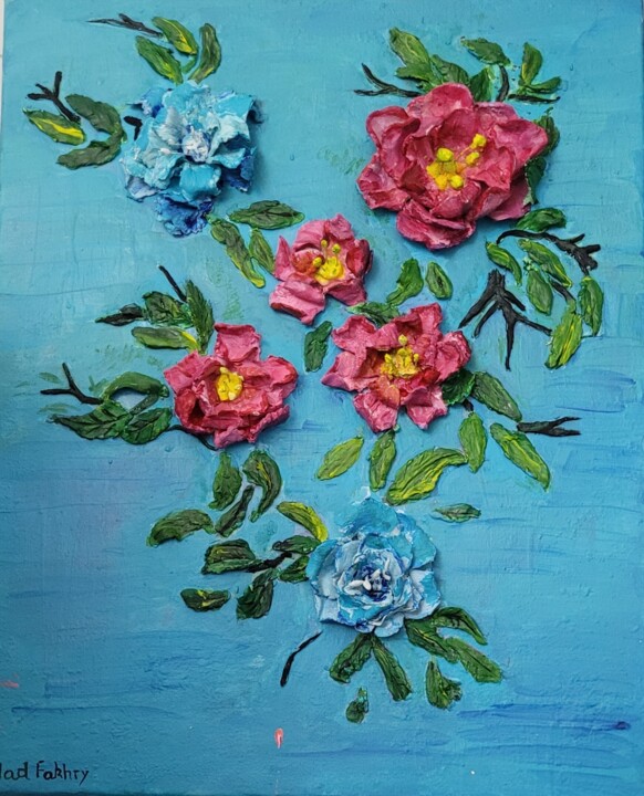Pintura titulada "Blooming" por Nadia Fakhry, Obra de arte original, Acrílico Montado en Bastidor de camilla de madera