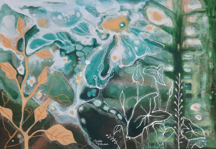 Malarstwo zatytułowany „Rainha da Floresta” autorstwa Nadia Polimeni, Oryginalna praca, Akryl Zamontowany na Drewniana rama…