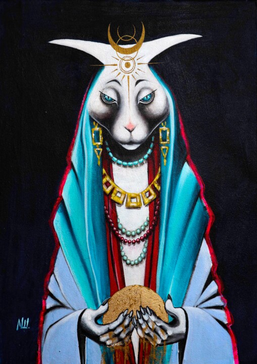 Pittura intitolato "High priestess" da Nadia Sh. Mikhailo, Opera d'arte originale, Acrilico