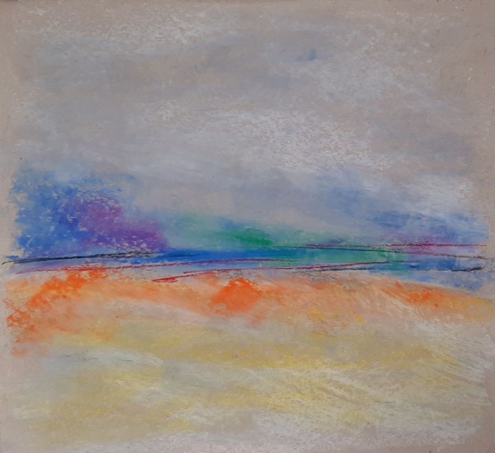 Disegno intitolato "Sunset - Landscape…" da Nadia Larosa, Opera d'arte originale, Pastello