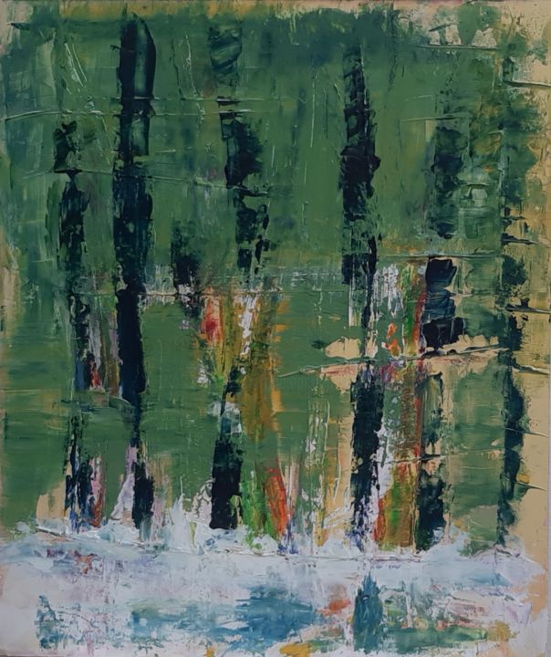 Schilderij getiteld "Green Trees - Trees…" door Nadia Larosa, Origineel Kunstwerk, Acryl