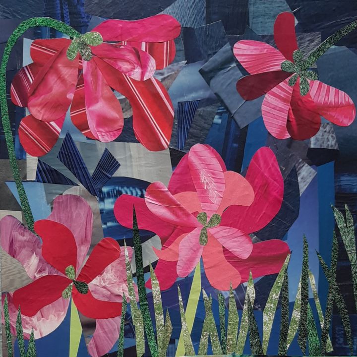 Collages intitolato "In the Night-Collag…" da Nadia Larosa, Opera d'arte originale, Collages