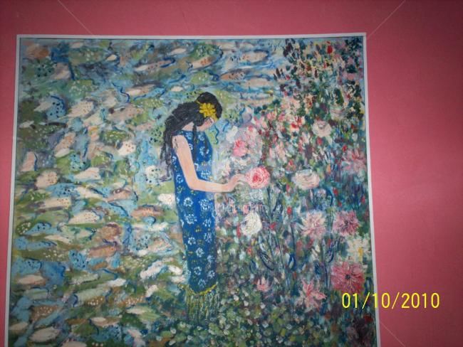 Painting titled "Au nom de la rose" by Nadia De Lima, Original Artwork, Oil