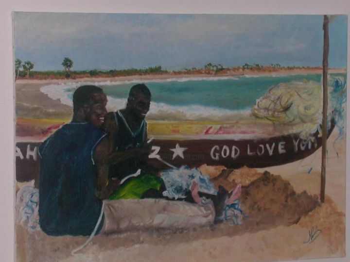 Dessin intitulée "Pescatori di White…" par Nadia Twumasi, Œuvre d'art originale