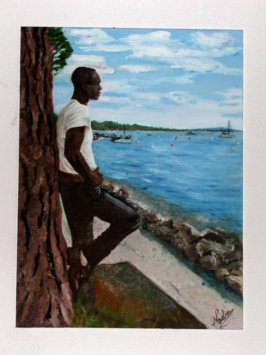 Drawing titled "Ritratto a Lazise" by Nadia Twumasi, Original Artwork