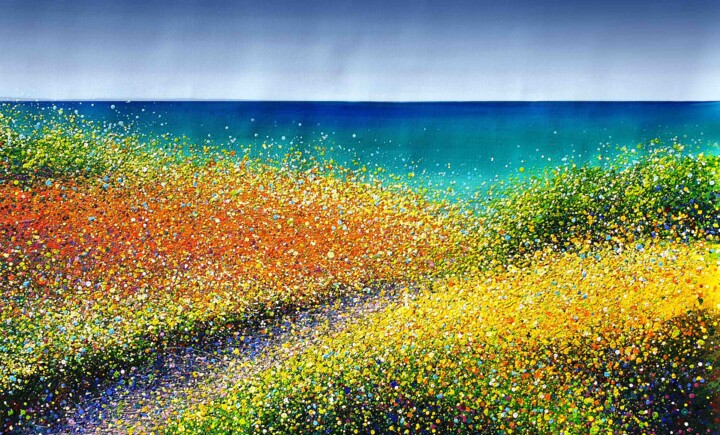Peinture intitulée "Bright summer lands…" par Nadiia Antoniuk, Œuvre d'art originale, Acrylique