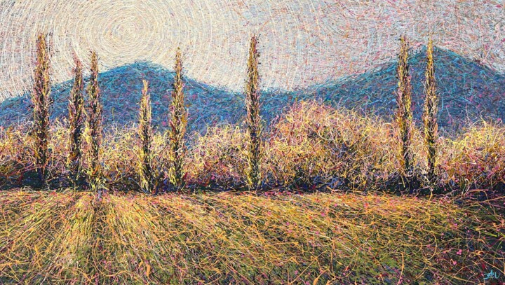 Ζωγραφική με τίτλο "Sunny landscape" από Nadiia Antoniuk, Αυθεντικά έργα τέχνης, Ακρυλικό