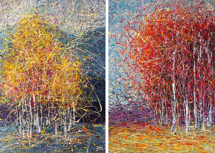 Картина под названием "The colors of the j…" - Nadiia Antoniuk, Подлинное произведение искусства, Акрил Установлен на Деревя…