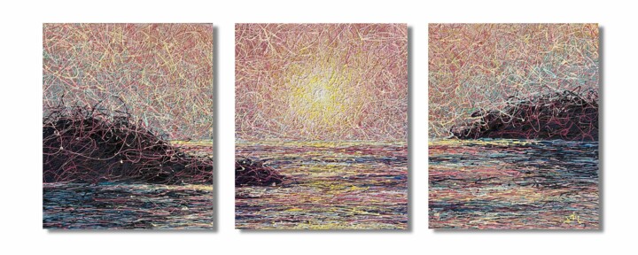 Картина под названием "The ocean is calling" - Nadiia Antoniuk, Подлинное произведение искусства, Акрил Установлен на Деревя…