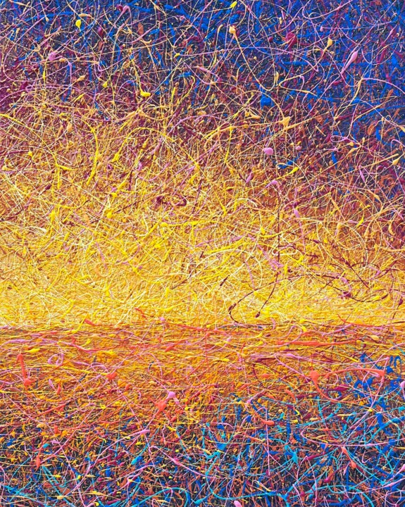 Картина под названием "Canvas of Dawn (str…" - Nadiia Antoniuk, Подлинное произведение искусства, Акрил Установлен на Деревя…
