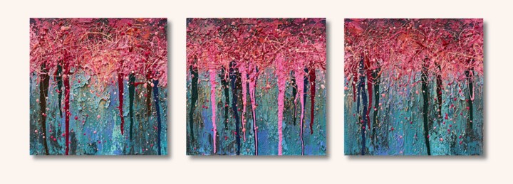 Pintura intitulada "Sakura in my dream…" por Nadiia Antoniuk, Obras de arte originais, Acrílico