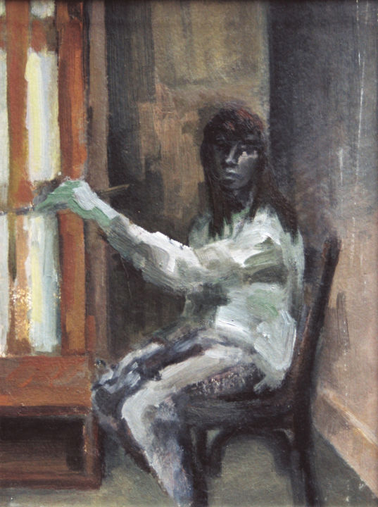 Painting titled "Self-portrait (1)" by Nadina Pascariu, Original Artwork, Oil