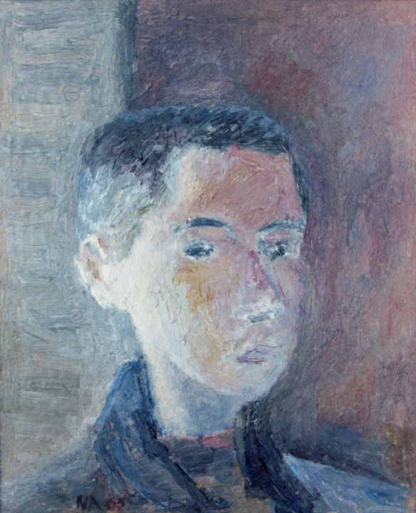 Painting titled "Self-portrait (3)" by Nadina Pascariu, Original Artwork, Oil