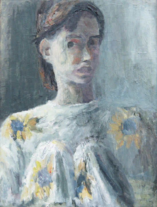 Painting titled "Self-portrait in Py…" by Nadina Pascariu, Original Artwork, Oil