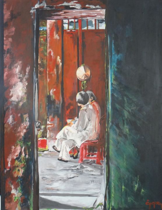Painting titled "en-quittant-le-temp…" by Eyquem, Original Artwork, Acrylic