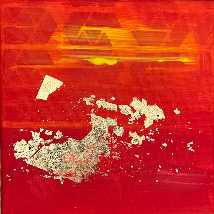 Painting titled "EXPLOSION" by Nadine Fayad Comair, Original Artwork, Acrylic Mounted on Wood Stretcher frame