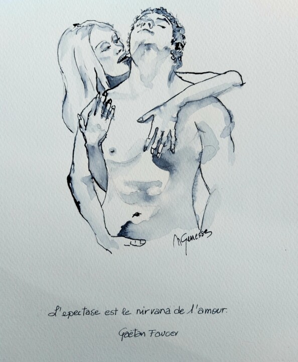 Malarstwo zatytułowany „Epectase” autorstwa Nadine Genesse, Oryginalna praca, Akwarela