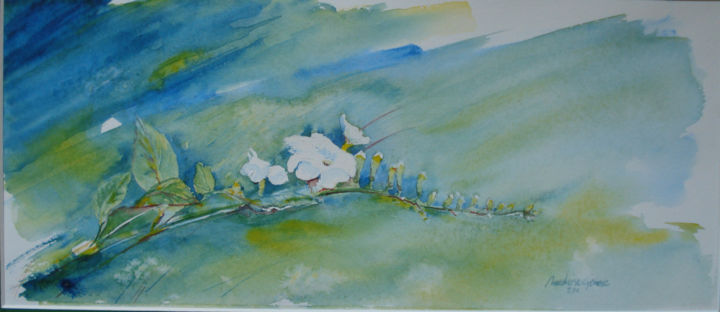 Peinture intitulée "Envolée blanche" par Nadine Genesse, Œuvre d'art originale, Aquarelle