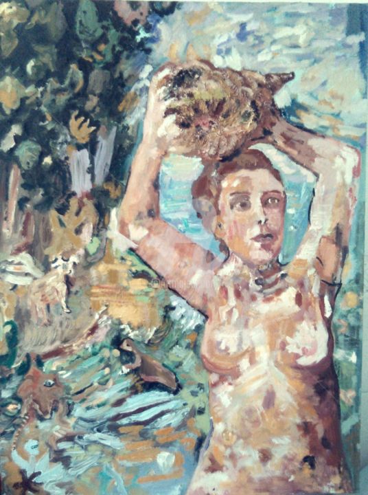 Painting titled "« A ninfa »" by Nadine Guerreiro, Original Artwork, Oil