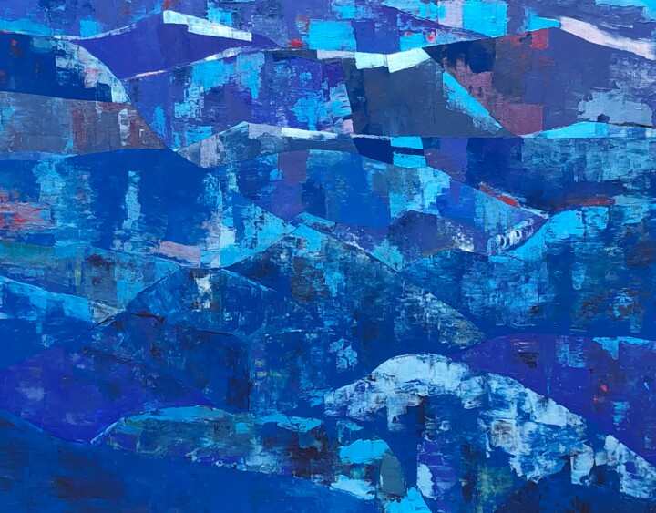 Painting titled "Blue 1-23" by Nadine Hardy, Original Artwork, Acrylic