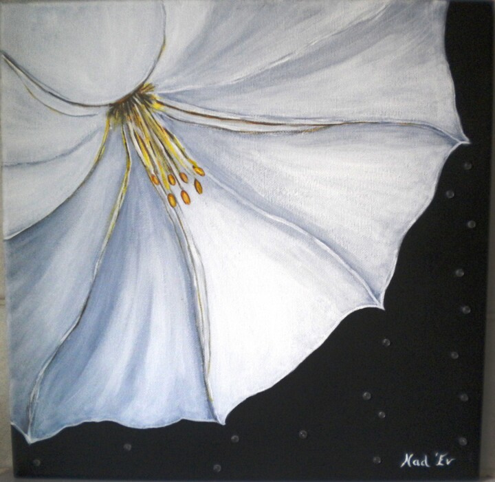 Painting titled "CŒUR DE DATURA" by Nadine Jacot (Nad-Ev), Original Artwork