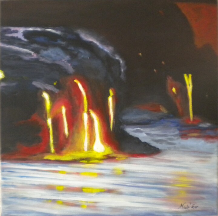 Painting titled "LA COULEE" by Nadine Jacot (Nad-Ev), Original Artwork