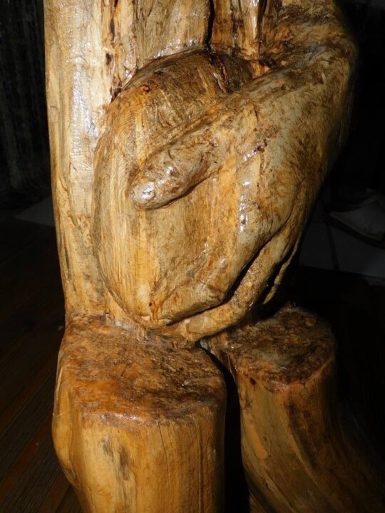 Sculptuur getiteld "Main calebasse" door Nadine Pauriche, Origineel Kunstwerk, Hout