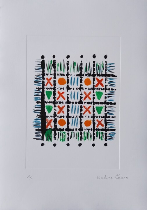 Estampas & grabados titulada "Tapis" por Nadine Rivoal, Obra de arte original, Monotipia
