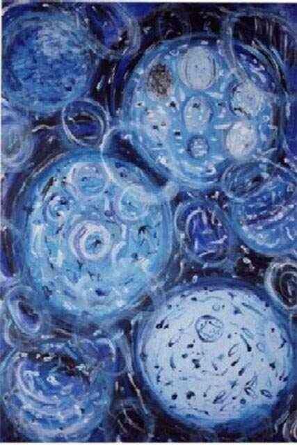 Peinture intitulée "Cosmic blue" par Nadine Thomas, Œuvre d'art originale, Huile